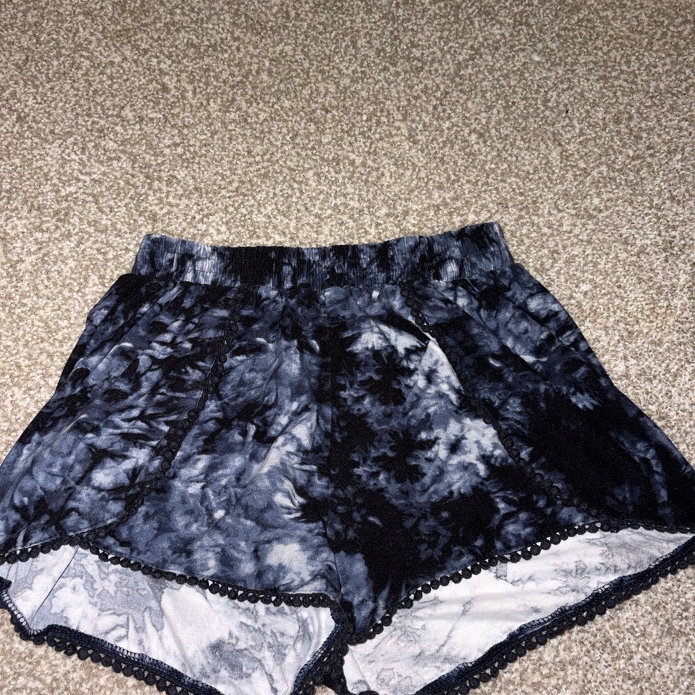 Black and White Tie-Dye Shorts